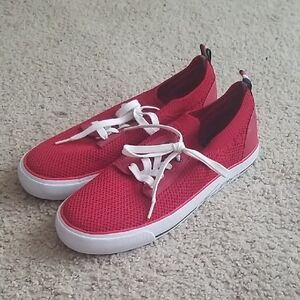 Tommy Hilfiger Red Knit Slip-On Sneakers